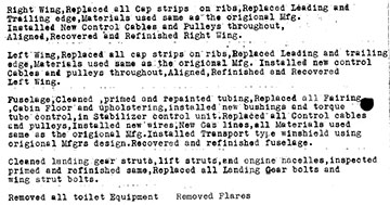 Stinson NC10840, Major Repairs, July, 1938 (Source: Site Visitor)