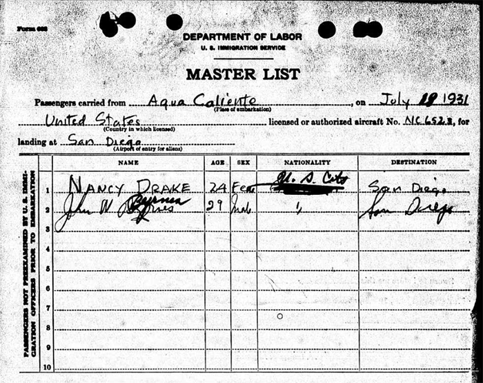 U.S. Immigration Form, July 18, 1931 (Source: ancestry.com) 
