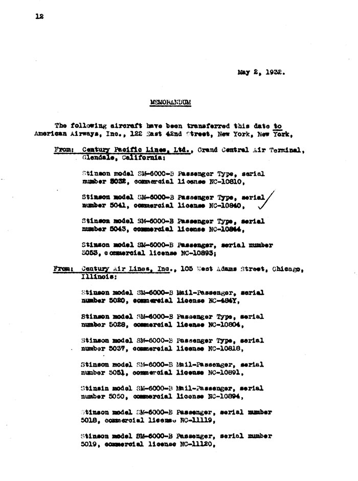 DOC Transfer Memo, May 2, 1932 (Source: Site Visitor)