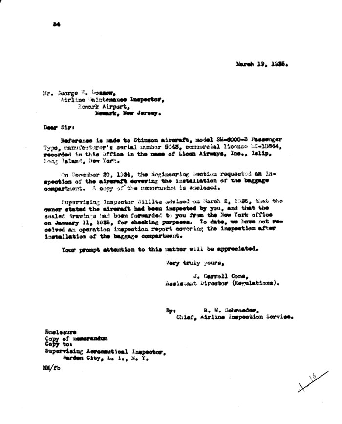DOC Letter, March 19, 1935 (Source: Site Visitor)