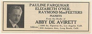 Musician's Print Ad, Ca. 1923 (Source: Web)