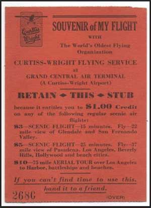 CWFS Souvenir Flight Ticket, Ca. 1930-31 (Source: Link) 