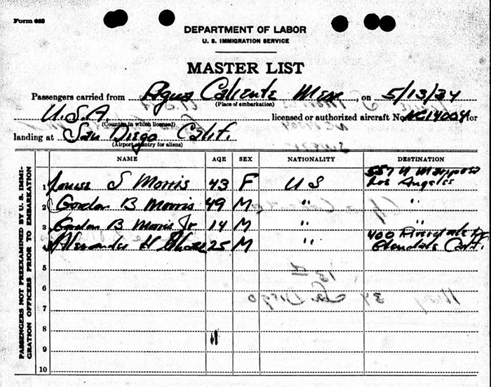 U.S. Immigration Form, May 13, 1934 (Source: ancestry.com) 