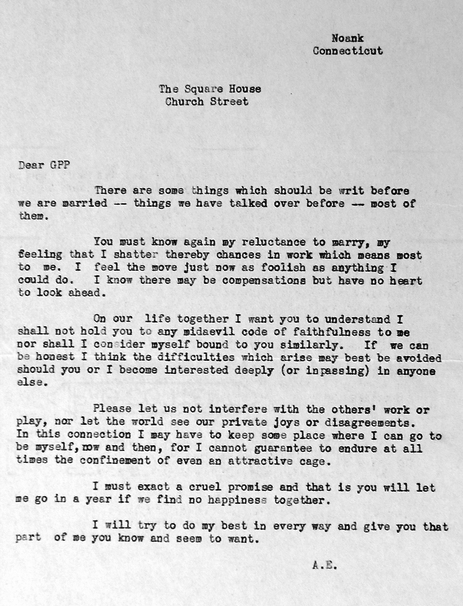 Earhart Prenuptial Letter to G.P. Putnam, 1931 (Source: Web) 