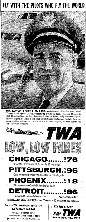 O.M. Gove, Advertisement, Pasadena (CA) Star-News, March 19, 1957 (Source: Woodling) 