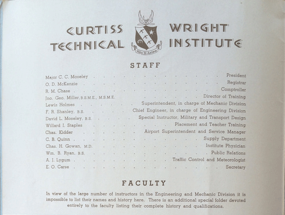 Curtiss-Wright Technical Institute, Brochure, 1938 (Source: Site Visitor) 