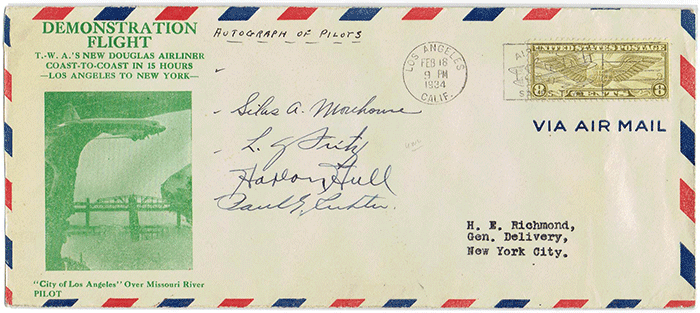 Signed U.S. Air Mail Cachet, February 18, 1934 (Source: Staines) 