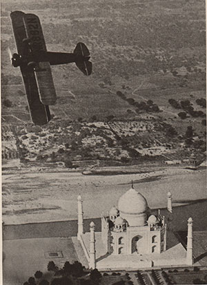 The Flying Carpet Barrel Rolls Over the Taj Mahal, Circa December, 1930 (Source: Halliburton)