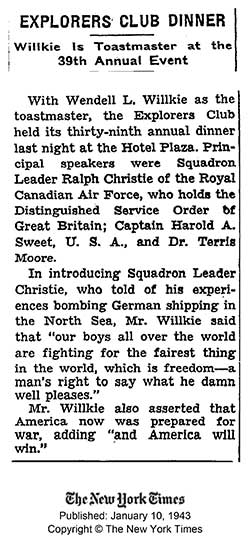 The New York Times, January 10, 1943 (Source: NYT) 